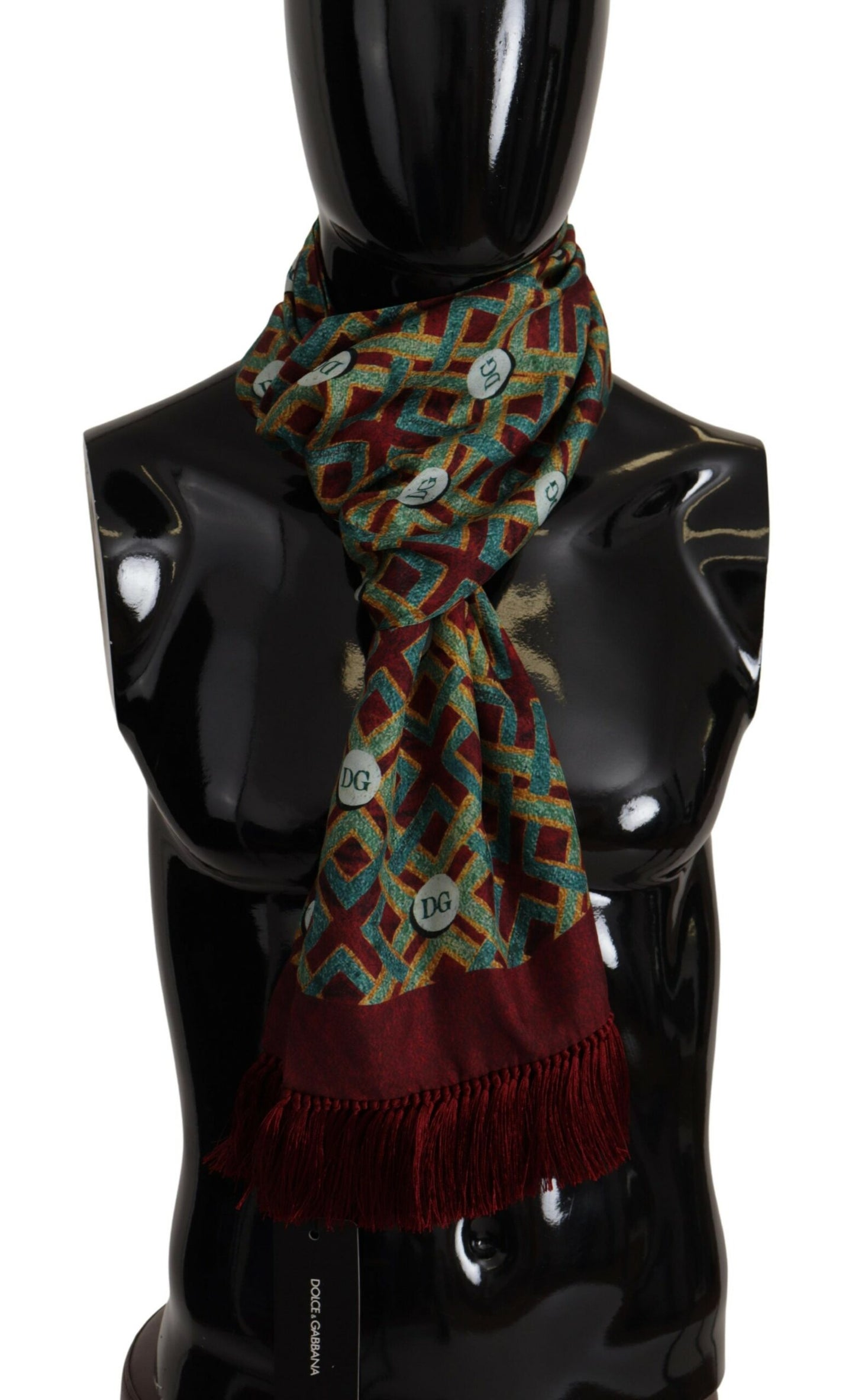 Dolce & Gabbana Multicolor DG Logo Shawl Warm Neck Wrap Fringe Scarf Curated Luxury Accessories by Orvyn