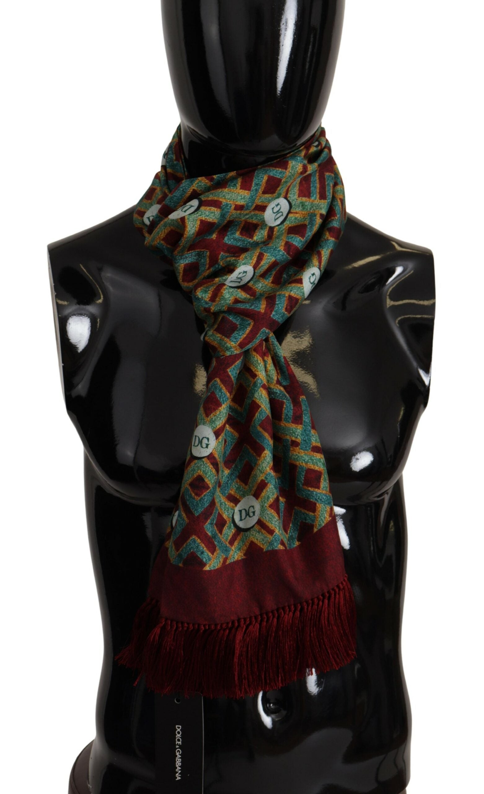 Dolce & Gabbana Multicolor DG Logo Shawl Warm Neck Wrap Fringe Scarf Curated Luxury Accessories by Orvyn