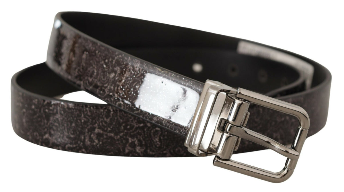 Dolce & Gabbana Black Goccia Glitter Patent Leather Buckle Vernice Belt schwarz