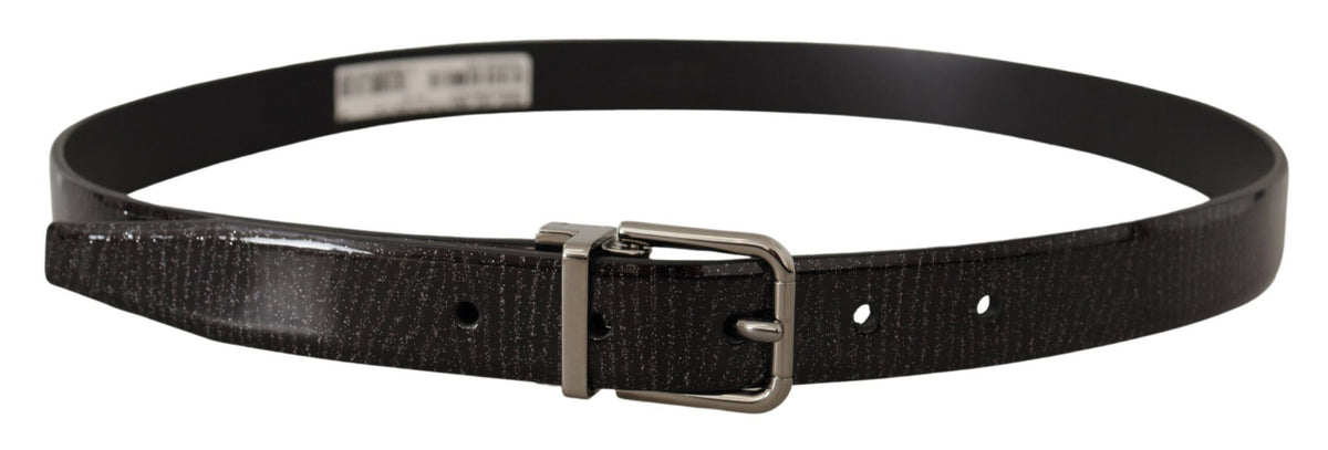 Dolce & Gabbana Black Leather Vernice Metal Buckle Belt schwarz