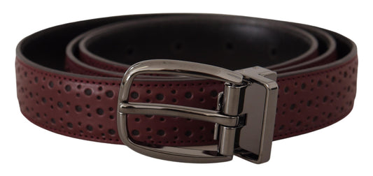 Dolce & Gabbana Brown Perforated Leather Metal Buckle Belt braun