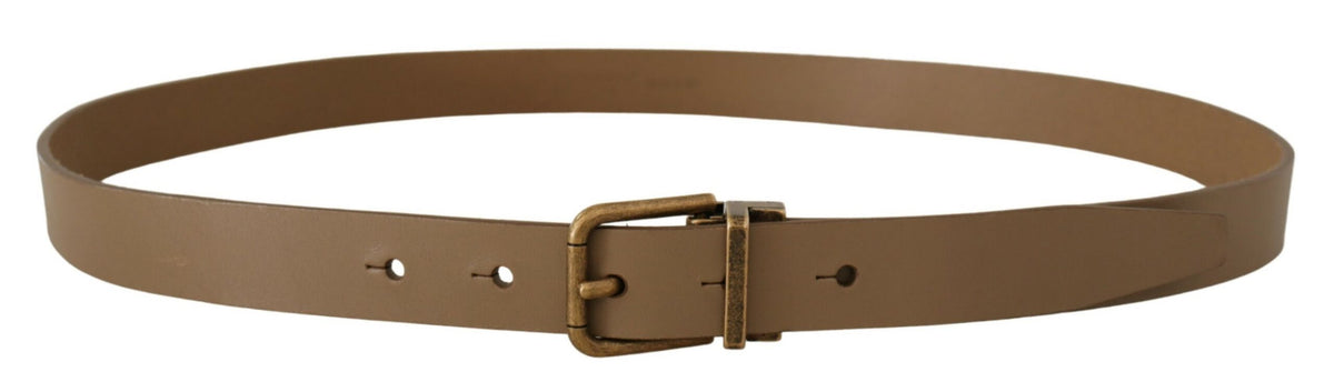 Dolce & Gabbana Brown Solid Leather Brass Buckle Classic Belt braun