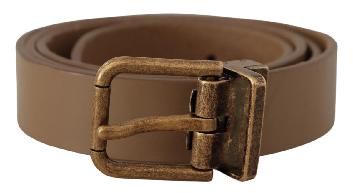 Dolce & Gabbana Brown Solid Leather Brass Buckle Classic Belt braun