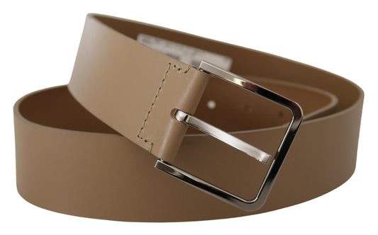 Dolce & Gabbana Beige Wide Silver Metal Belt
