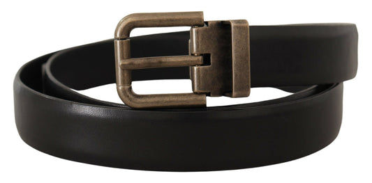 Dolce & Gabbana Black Brushed Brass Box Buckle Belt schwarz