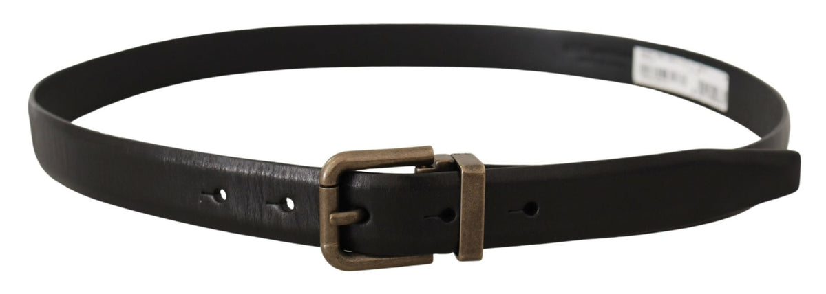 Dolce & Gabbana Black Brushed Brass Box Buckle Belt schwarz