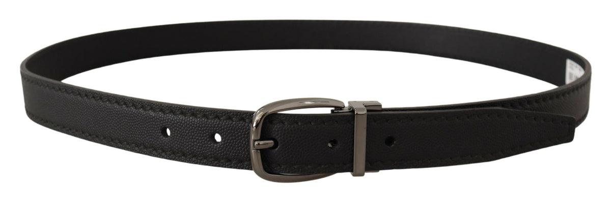 Dolce & Gabbana Black Leather Metal Logo Buckle Belt schwarz