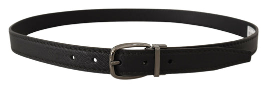 Dolce & Gabbana Black Leather Metal Logo Buckle Belt schwarz