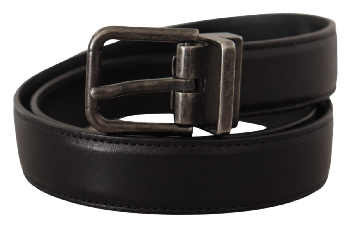 Dolce & Gabbana Black Logo Metal Buckle Belt schwarz