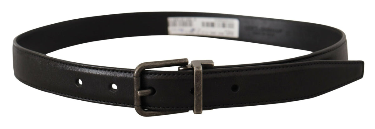 Dolce & Gabbana Black Logo Metal Buckle Belt schwarz