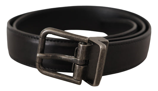 Dolce & Gabbana Black Logo Metal Buckle Belt schwarz