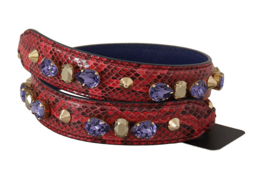 Dolce & Gabbana Red Exotic Leather Crystals Bag Shoulder Strap Curated Luxury Accessories by Orvyn