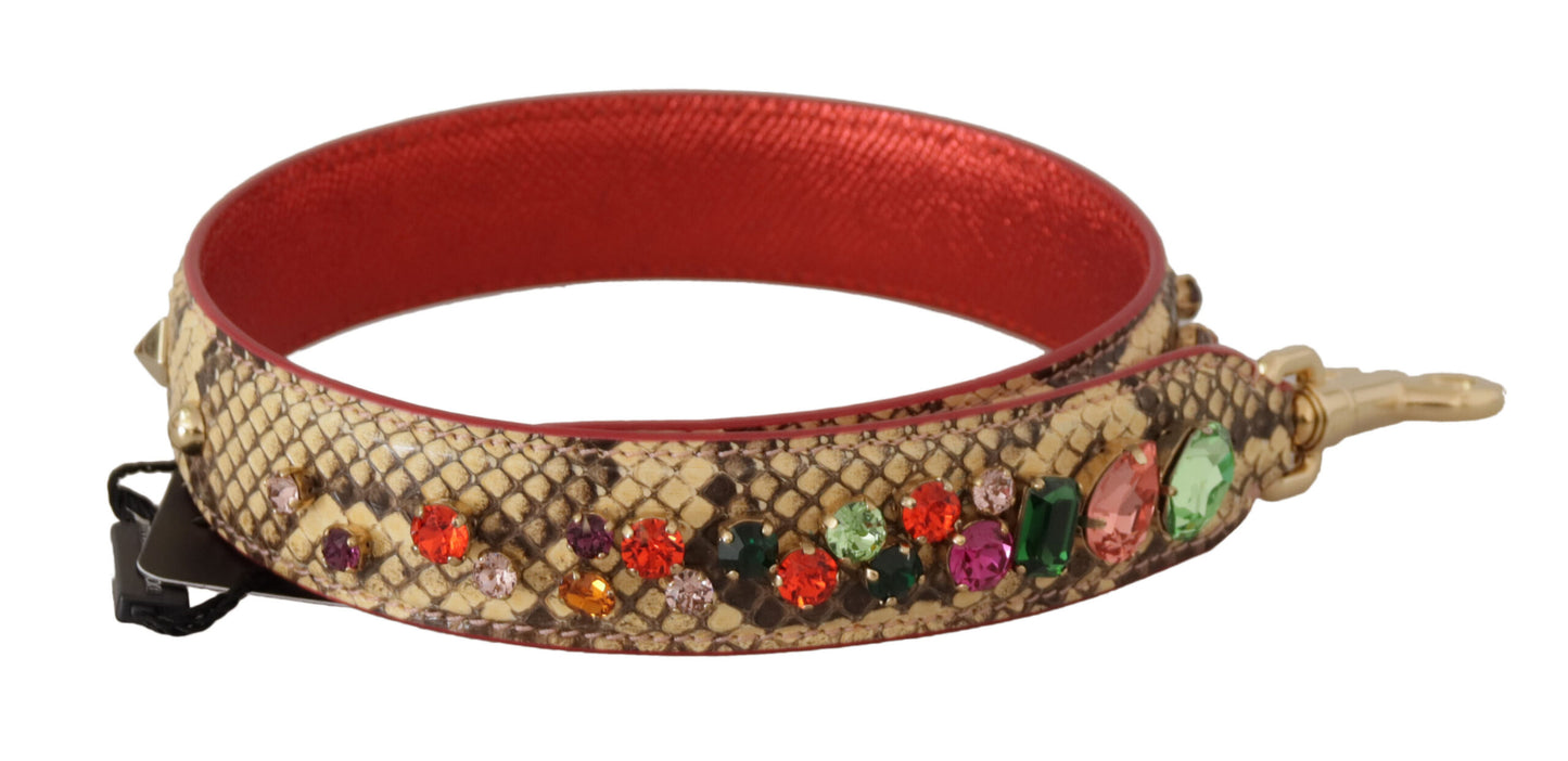 Dolce & Gabbana Beige Exotic Leather Crystals Shoulder Strap Curated Luxury Accessories by Orvyn