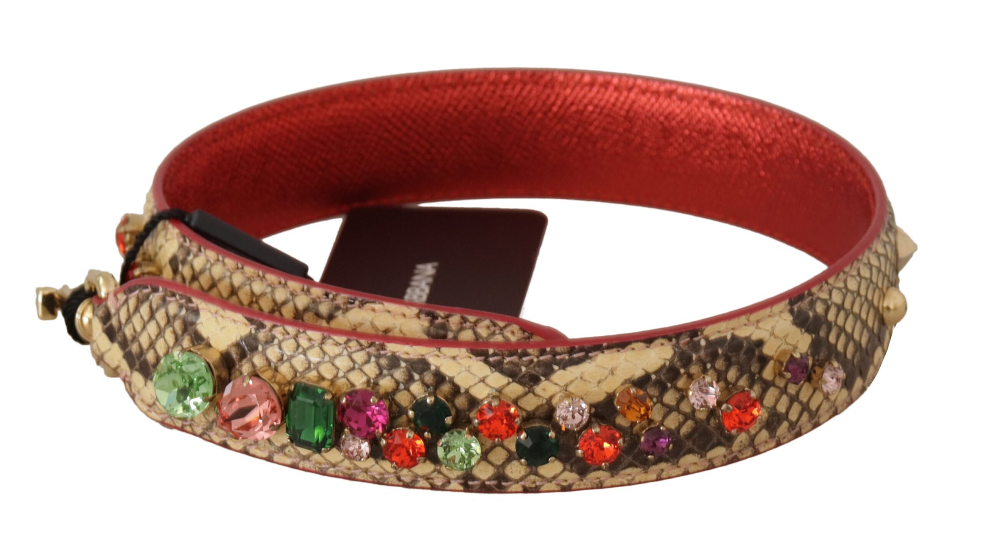 Dolce & Gabbana Beige Exotic Leather Crystals Shoulder Strap Curated Luxury Accessories by Orvyn