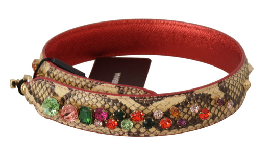Dolce & Gabbana Beige Exotic Leather Crystals Shoulder Strap Curated Luxury Accessories by Orvyn