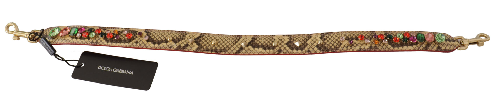 Dolce & Gabbana Beige Exotic Leather Crystals Shoulder Strap Curated Luxury Accessories by Orvyn
