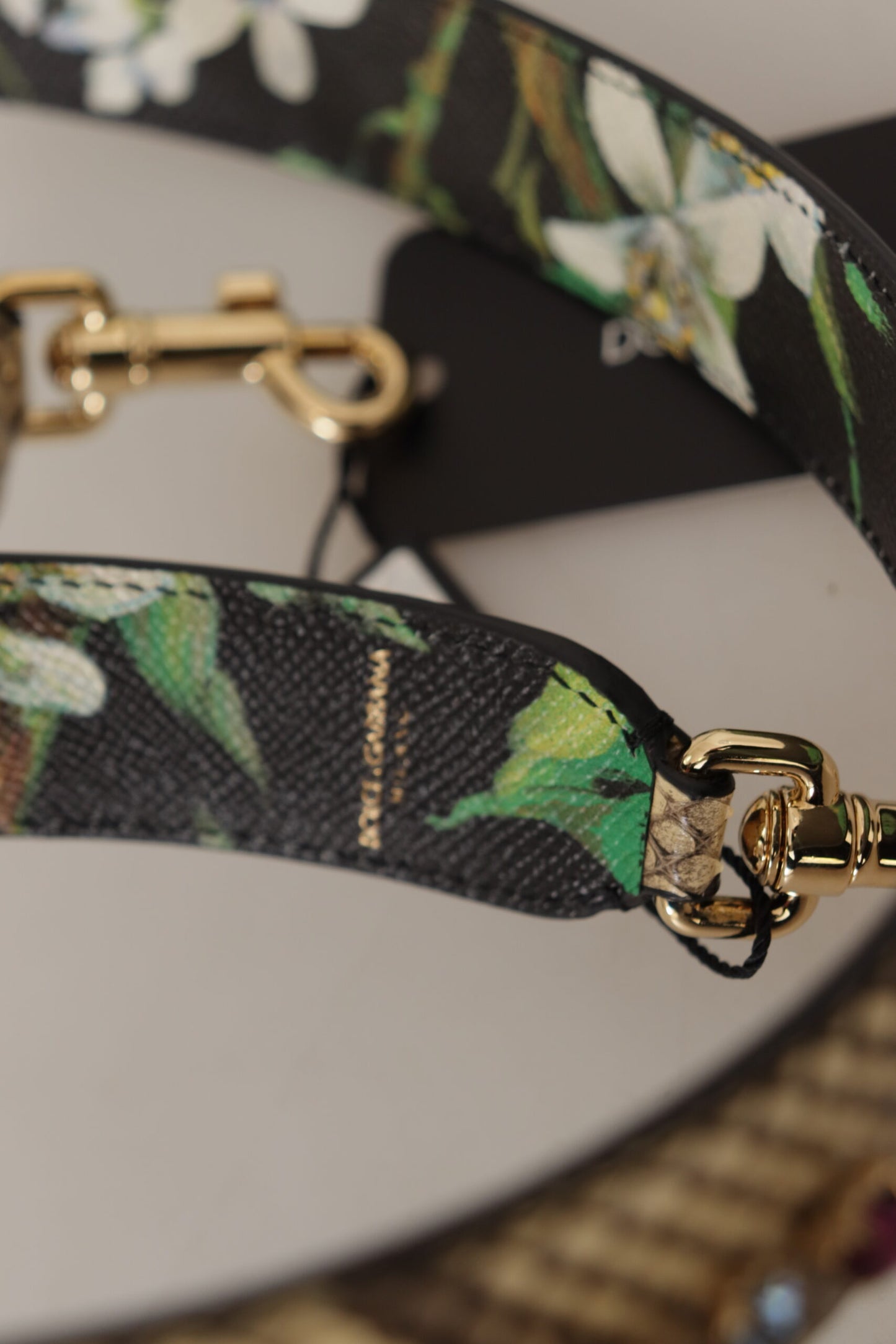 Dolce & Gabbana Beige Exotic Leather Crystals Reversible Shoulder Strap Curated Luxury Accessories by Orvyn