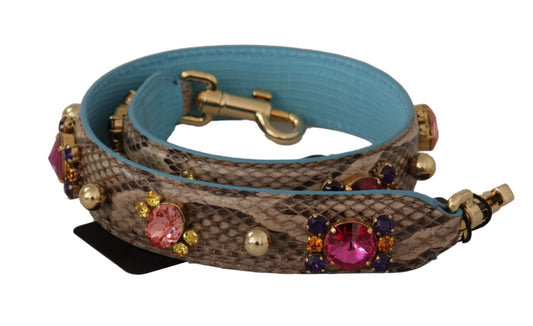 Dolce & Gabbana Brown Exotic Leather Crystals Shoulder Strap Curated Luxury Accessories by Orvyn