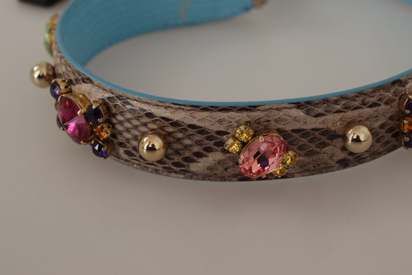 Dolce & Gabbana Brown Exotic Leather Crystals Shoulder Strap Curated Luxury Accessories by Orvyn