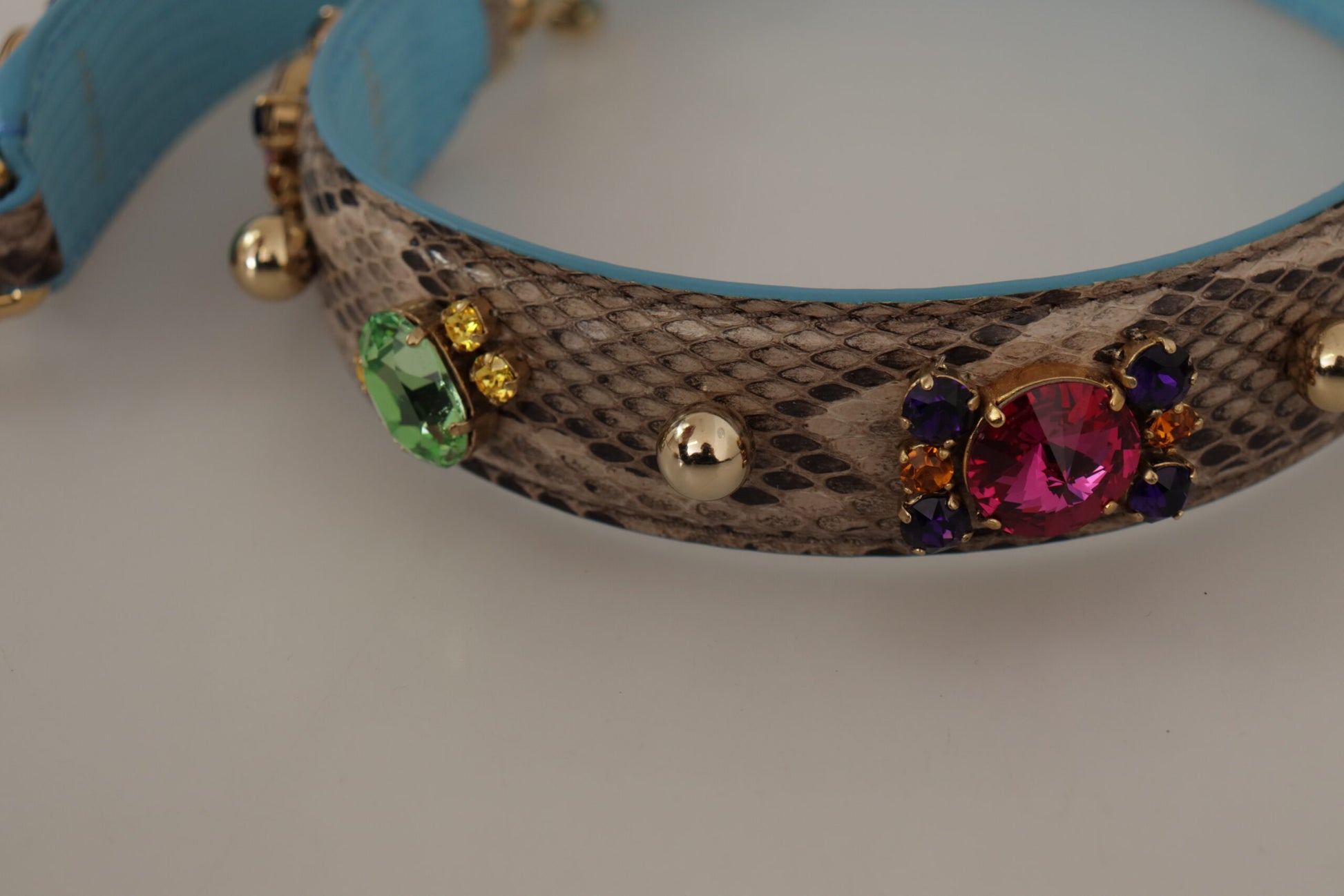 Dolce & Gabbana Brown Exotic Leather Crystals Shoulder Strap Curated Luxury Accessories by Orvyn