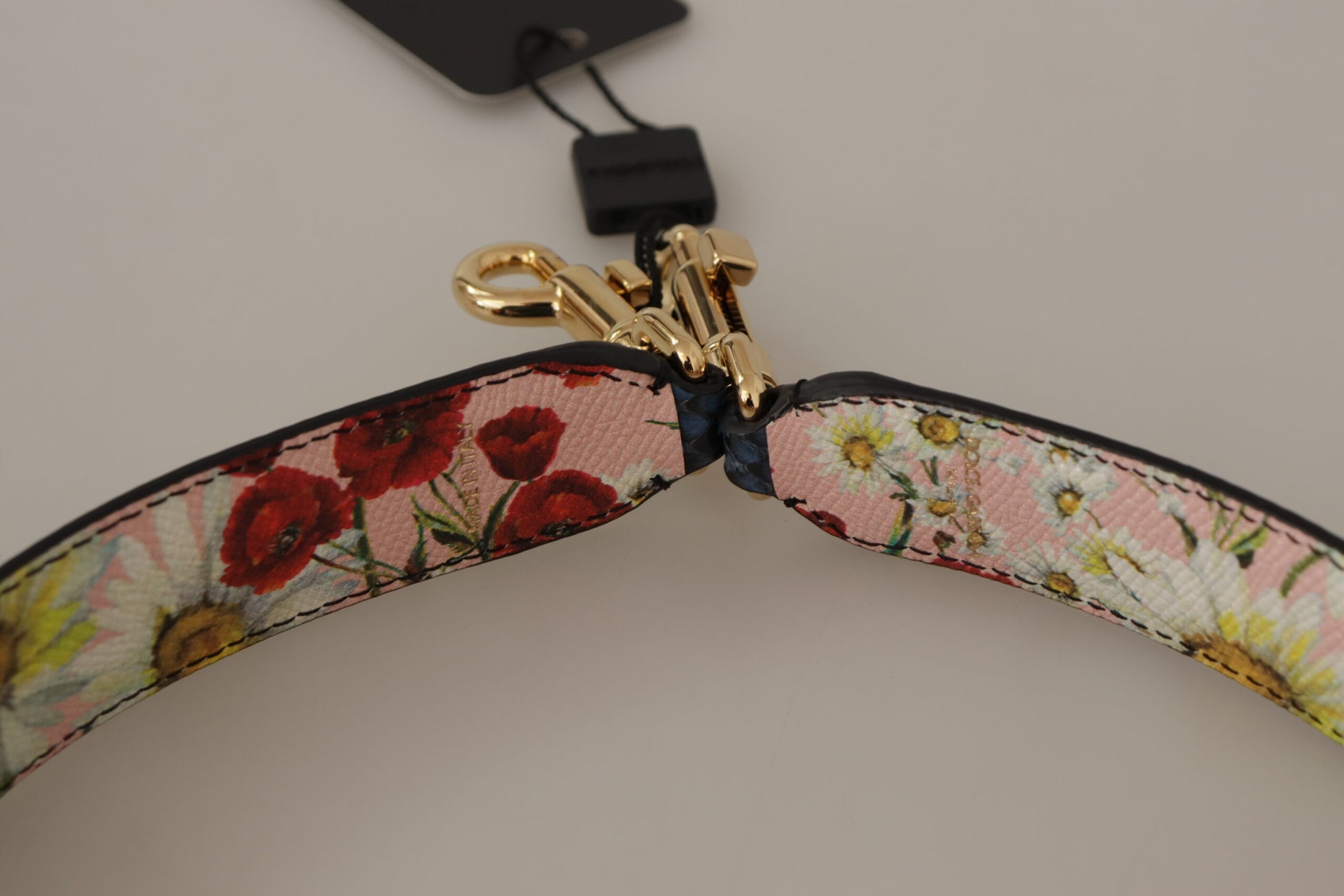 Dolce & Gabbana Blue Exotic Leather Crystals Reversible Shoulder Strap Curated Luxury Accessories by Orvyn