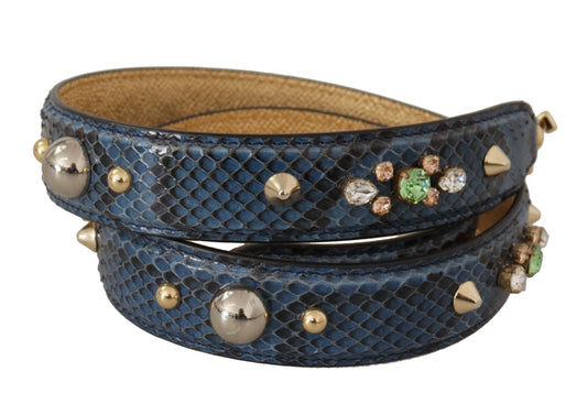 Dolce & Gabbana Blue Exotic Leather Crystals Shoulder Strap Curated Luxury Accessories by Orvyn