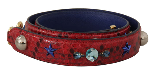 Dolce & Gabbana Red Exotic Leather Crystals Shoulder Strap Curated Luxury Accessories by Orvyn