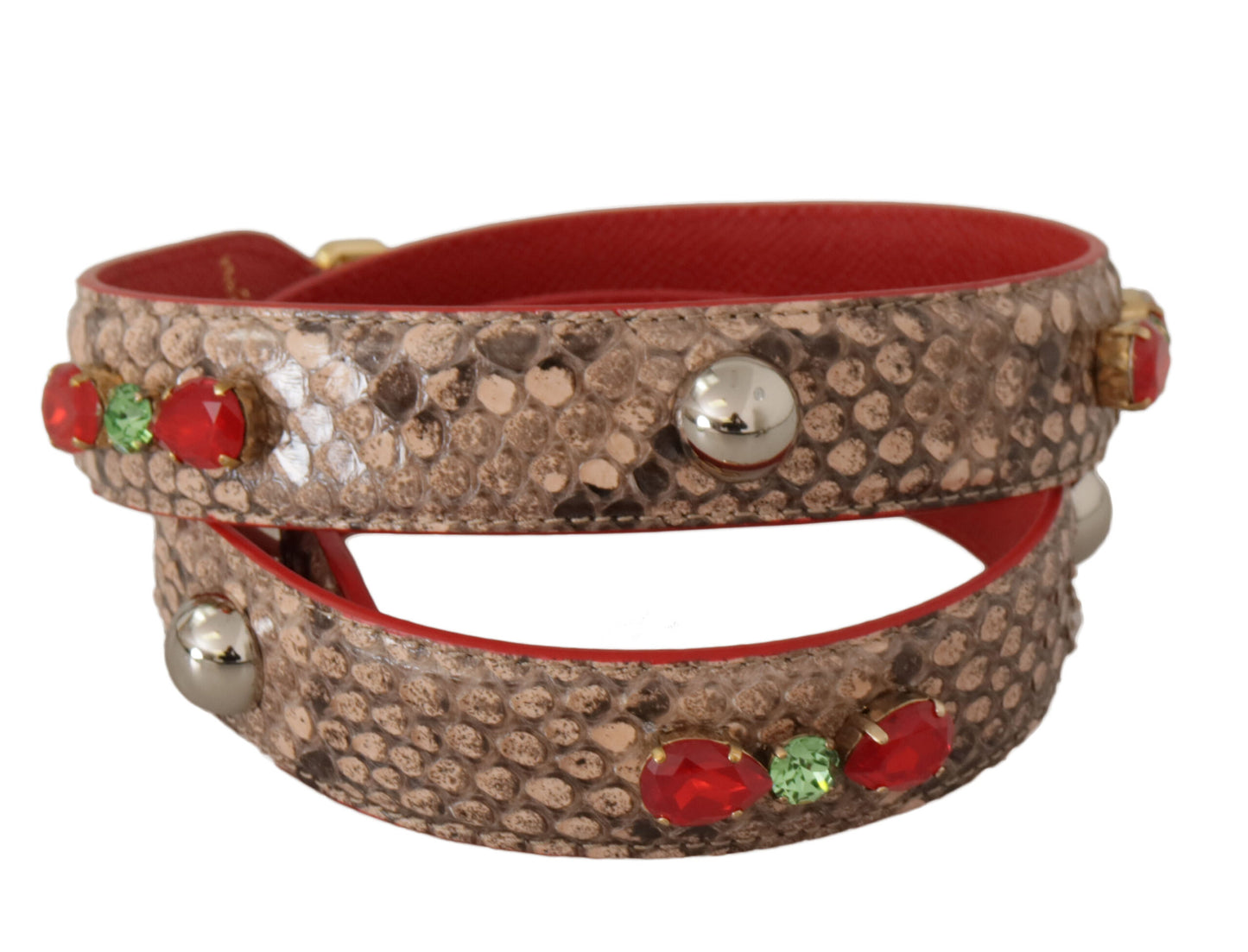 Dolce & Gabbana Brown Python Leather Crystals Shoulder Strap Curated Luxury Accessories by Orvyn