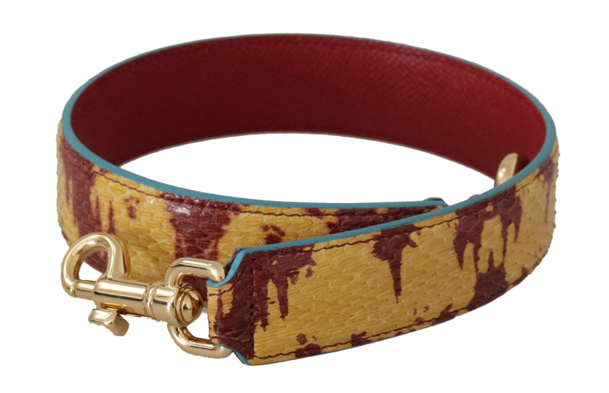 Dolce & Gabbana Yellow Red Leather Gold Tone Shoulder Strap Curated Luxury Accessories by Orvyn