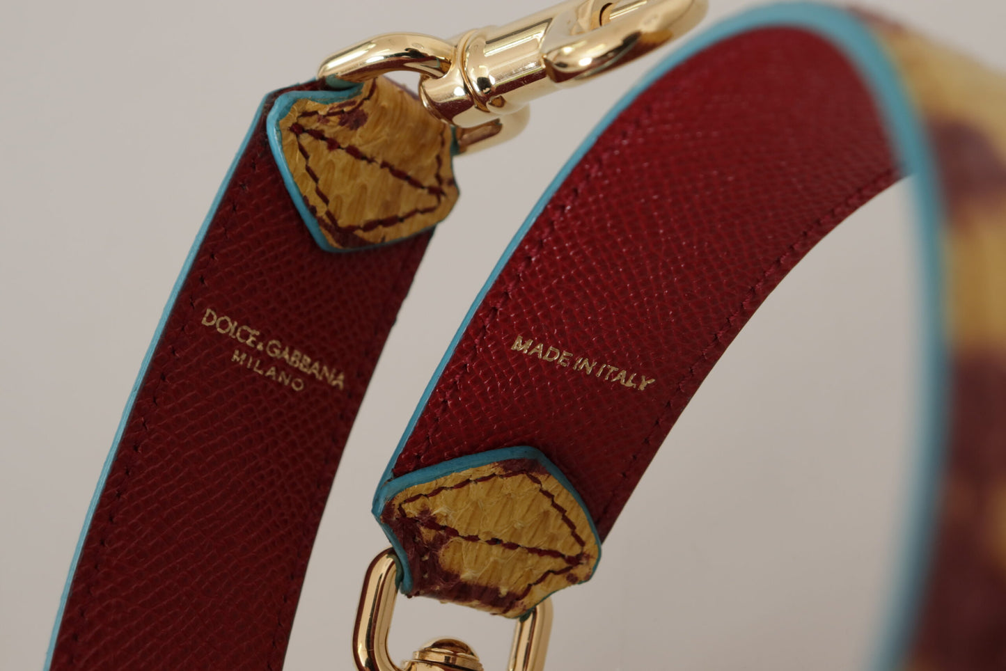 Dolce & Gabbana Yellow Red Leather Gold Tone Shoulder Strap Curated Luxury Accessories by Orvyn