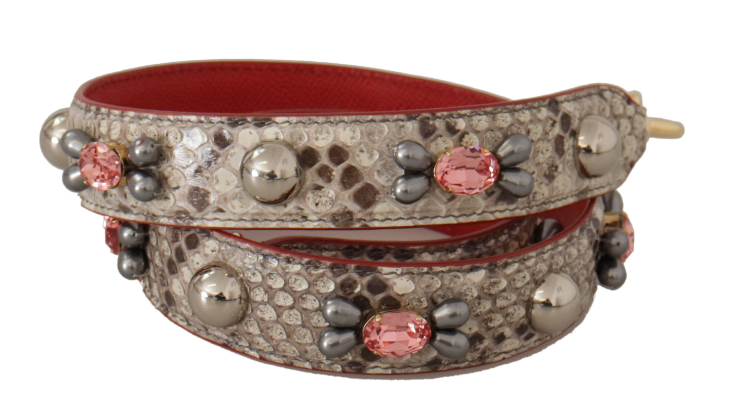 Dolce & Gabbana Beige Exotic Leather Studded Shoulder Strap Curated Luxury Accessories by Orvyn