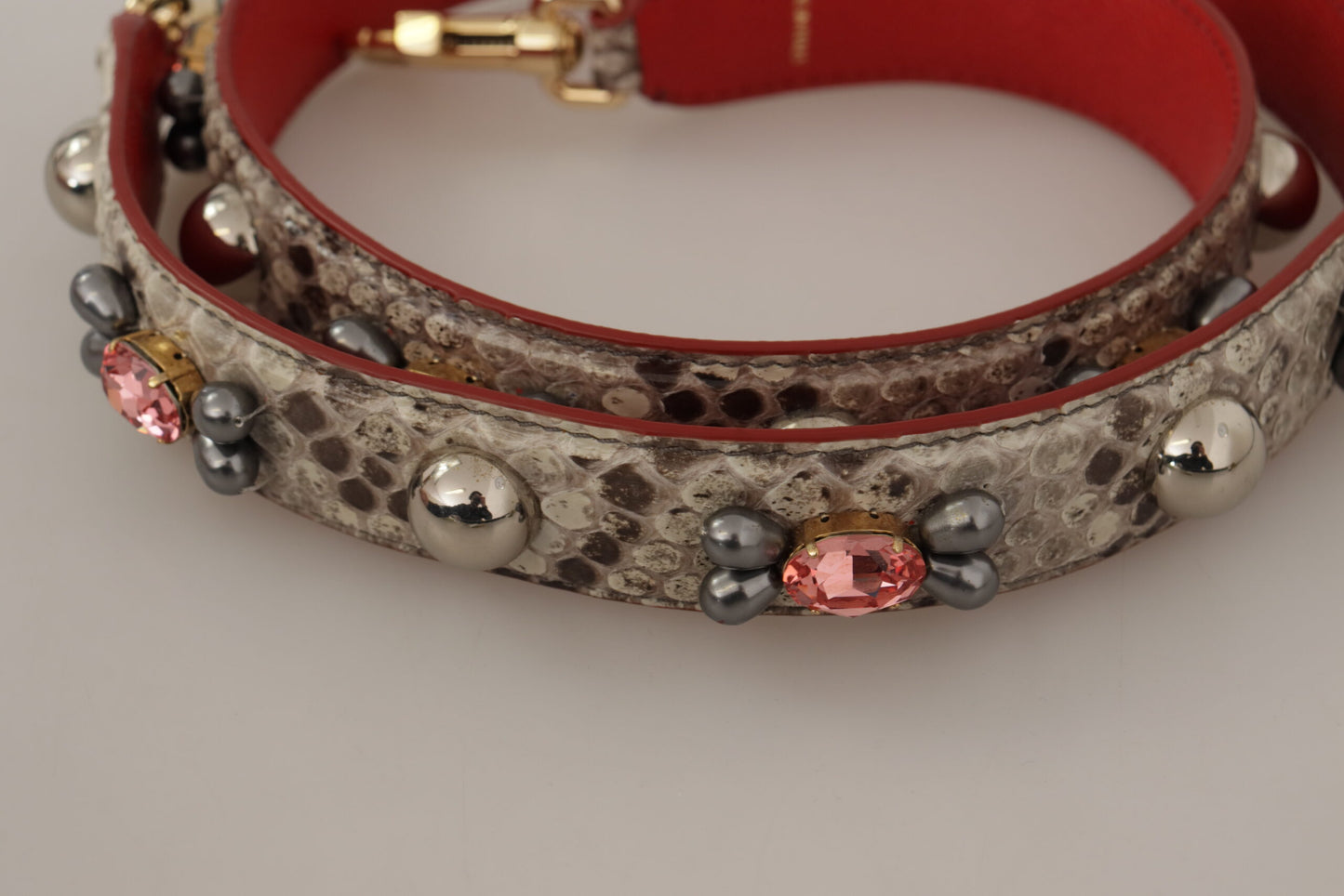 Dolce & Gabbana Beige Exotic Leather Studded Shoulder Strap Curated Luxury Accessories by Orvyn