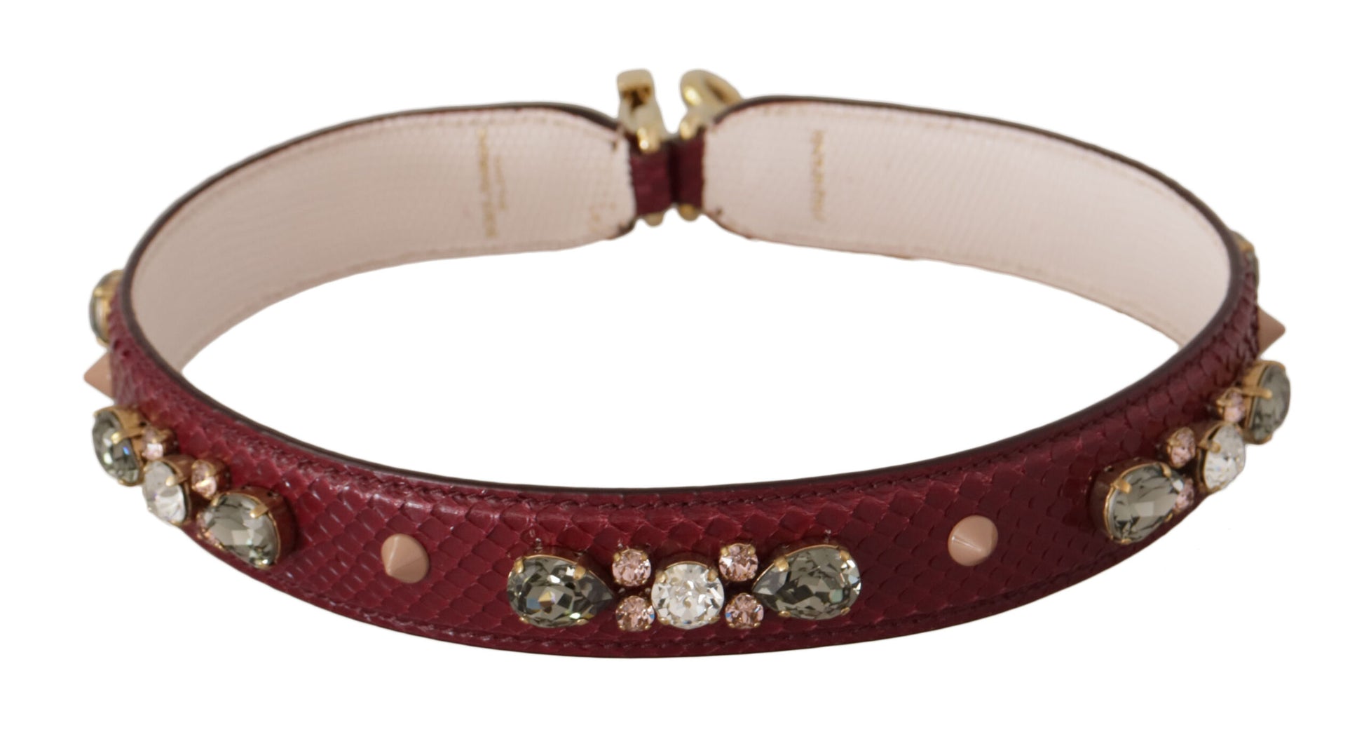 Dolce & Gabbana Bordeaux Leather Crystals Bag Shoulder Strap Curated Luxury Accessories by Orvyn