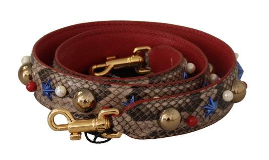 Dolce & Gabbana Brown Python Leather Studded Shoulder Strap Curated Luxury Accessories by Orvyn