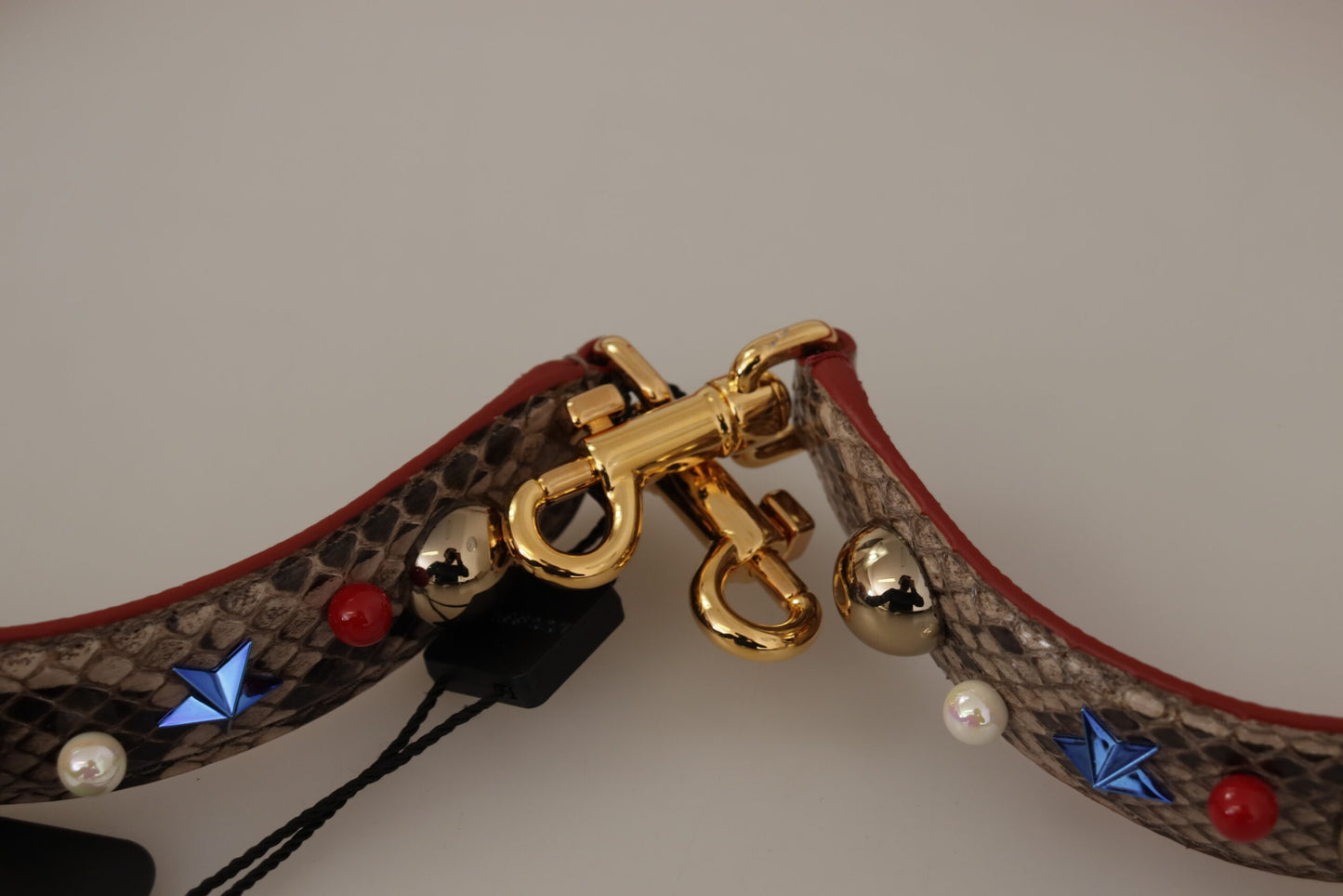 Dolce & Gabbana Brown Python Leather Studded Shoulder Strap Curated Luxury Accessories by Orvyn