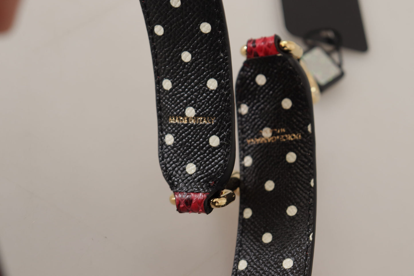 Dolce & Gabbana Red Python Leather Crystals Reversible Shoulder Strap Curated Luxury Accessories by Orvyn