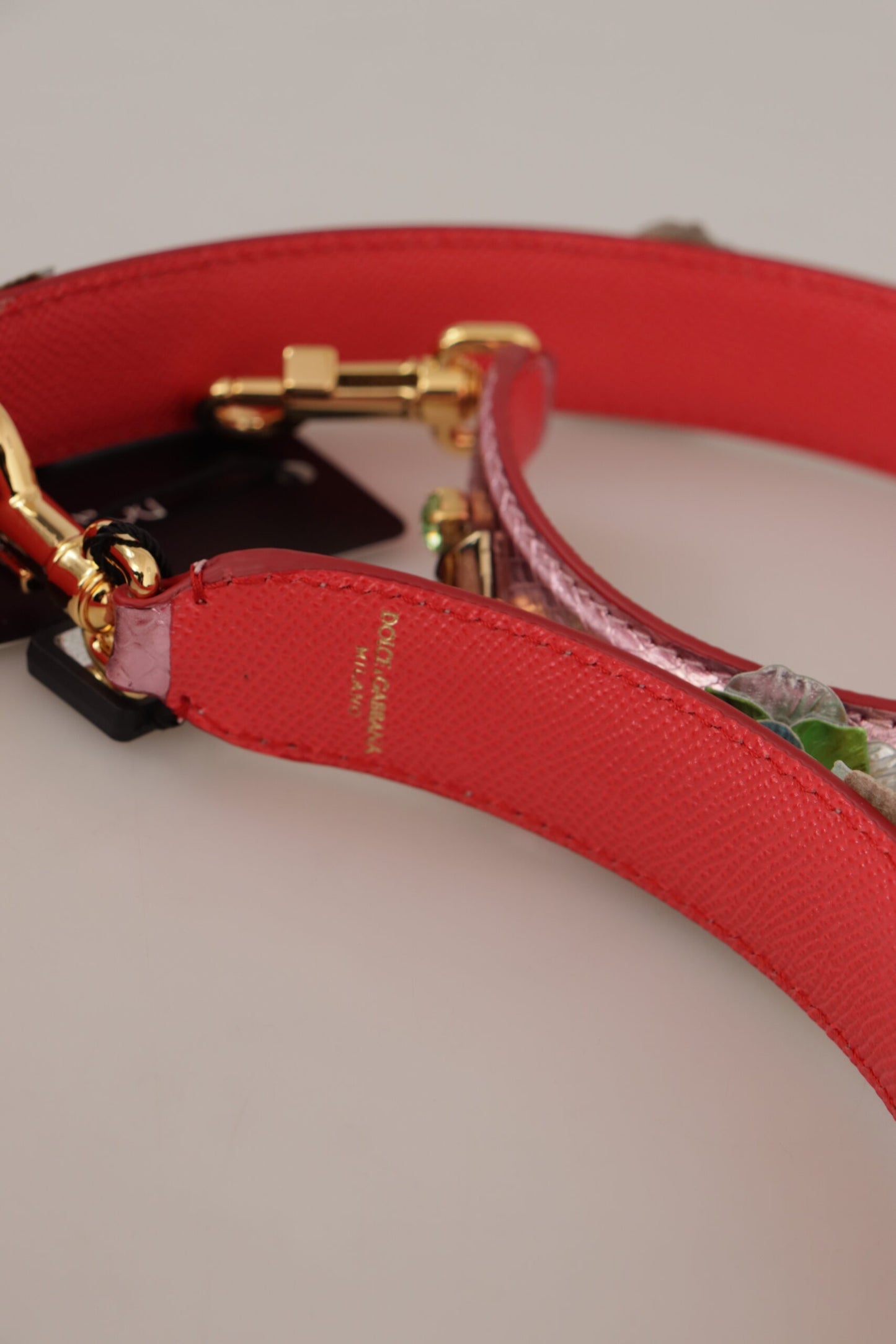 Dolce & Gabbana Metallic Pink Leather Studded Shoulder Strap Curated Luxury Accessories by Orvyn