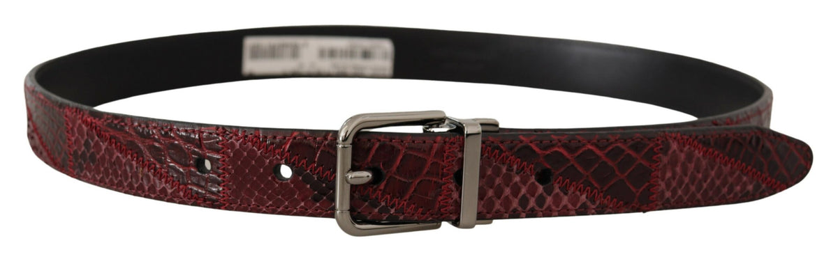 Dolce & Gabbana Red Exotic Leather Metal Logo Buckle Belt rot