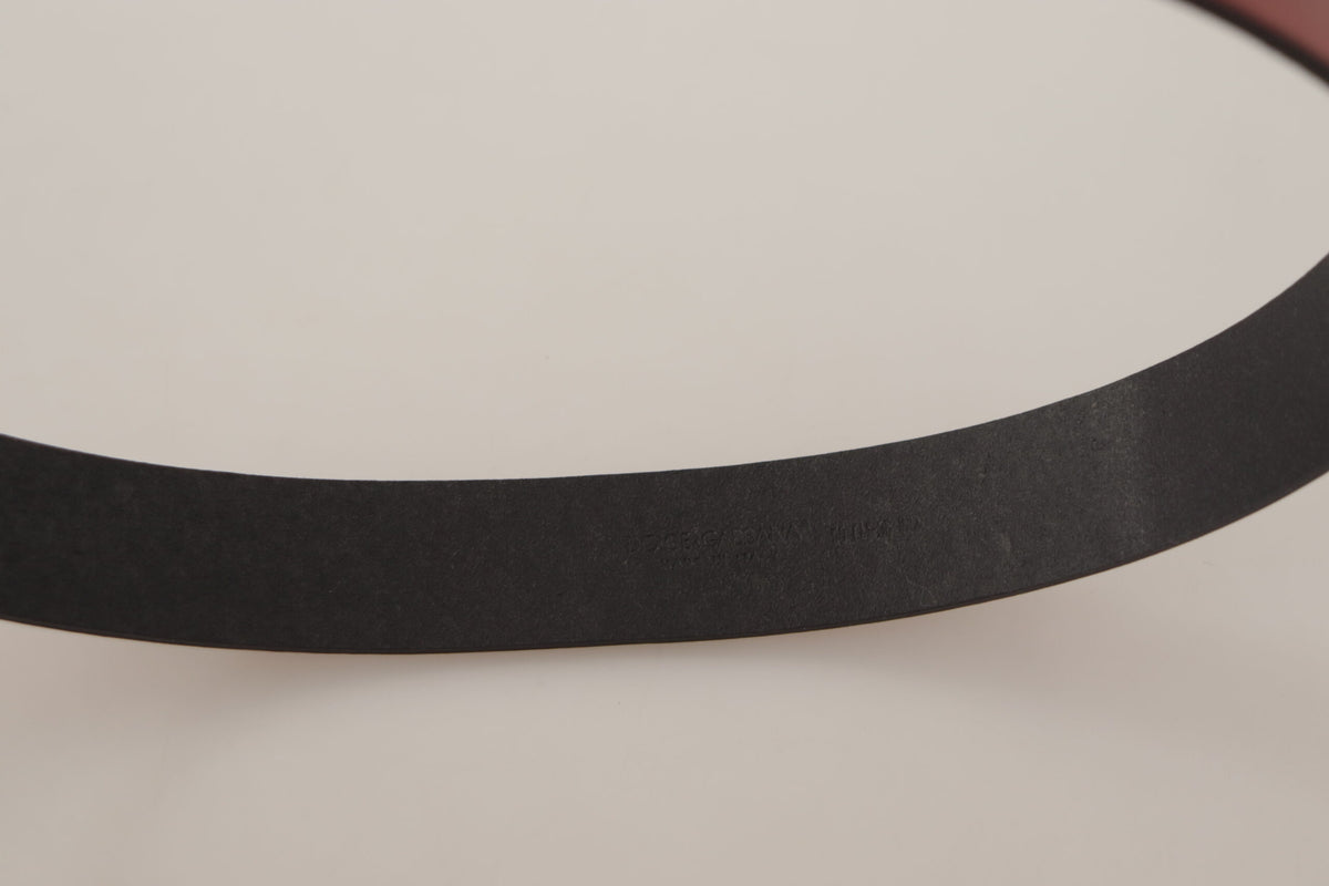 Dolce & Gabbana Red Leather Gold Logo Engraved Metal Buckle Belt rot