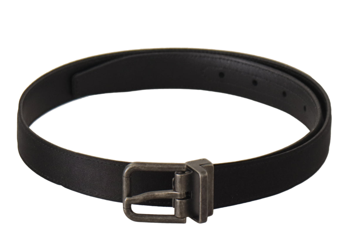 Dolce & Gabbana Black Leather Vintage Metal Buckle Belt schwarz