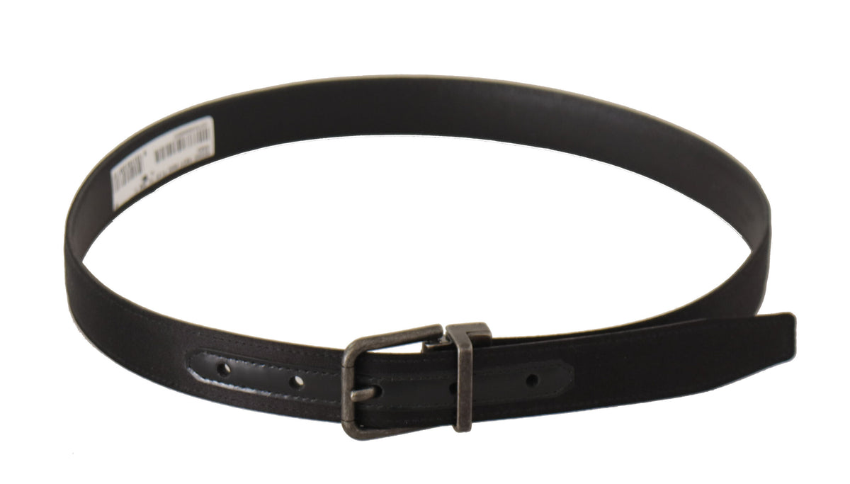 Dolce & Gabbana Black Leather Vintage Metal Buckle Belt schwarz