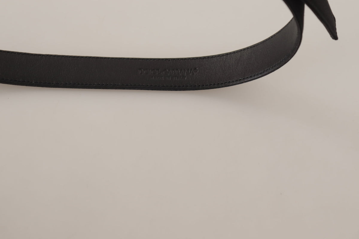 Dolce & Gabbana Black Leather Vintage Metal Buckle Belt schwarz