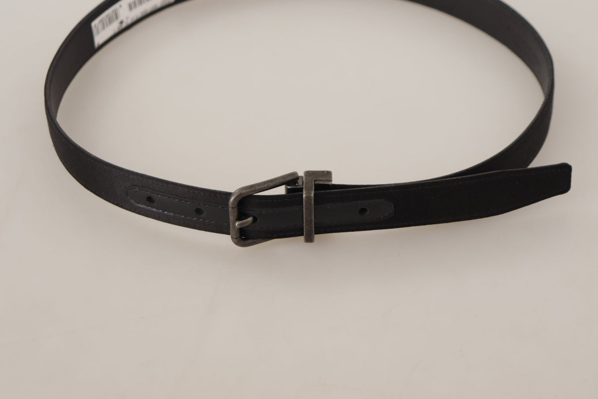 Dolce & Gabbana Black Leather Vintage Metal Buckle Belt schwarz
