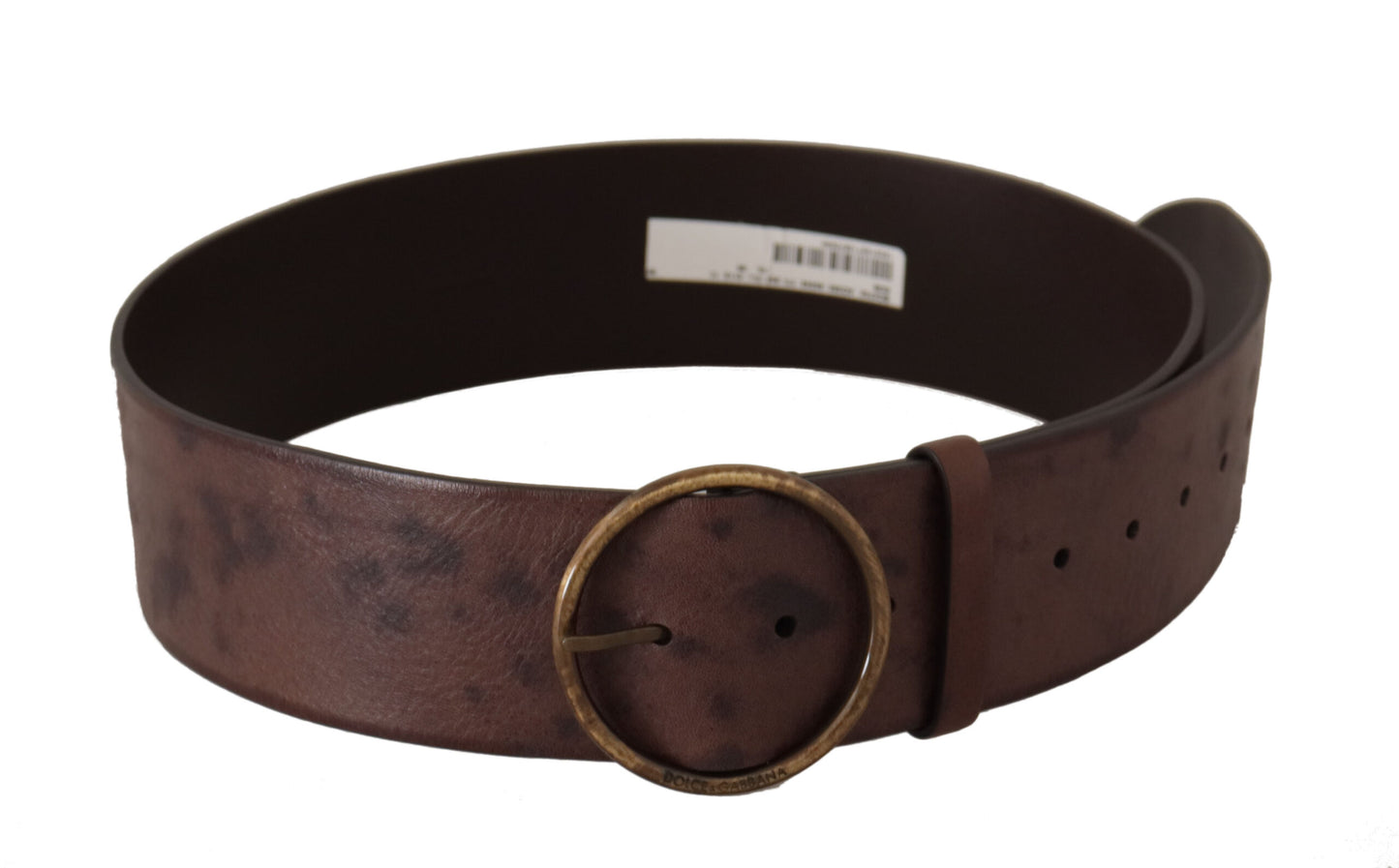 Dolce & Gabbana Dark Brown Wide Logo Round Buckle Belt braun