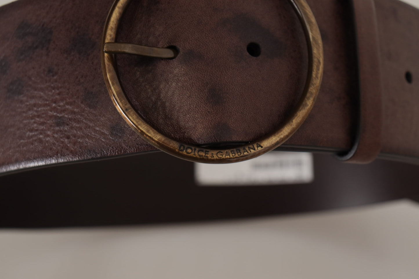 Dolce & Gabbana Dark Brown Wide Logo Round Buckle Belt braun