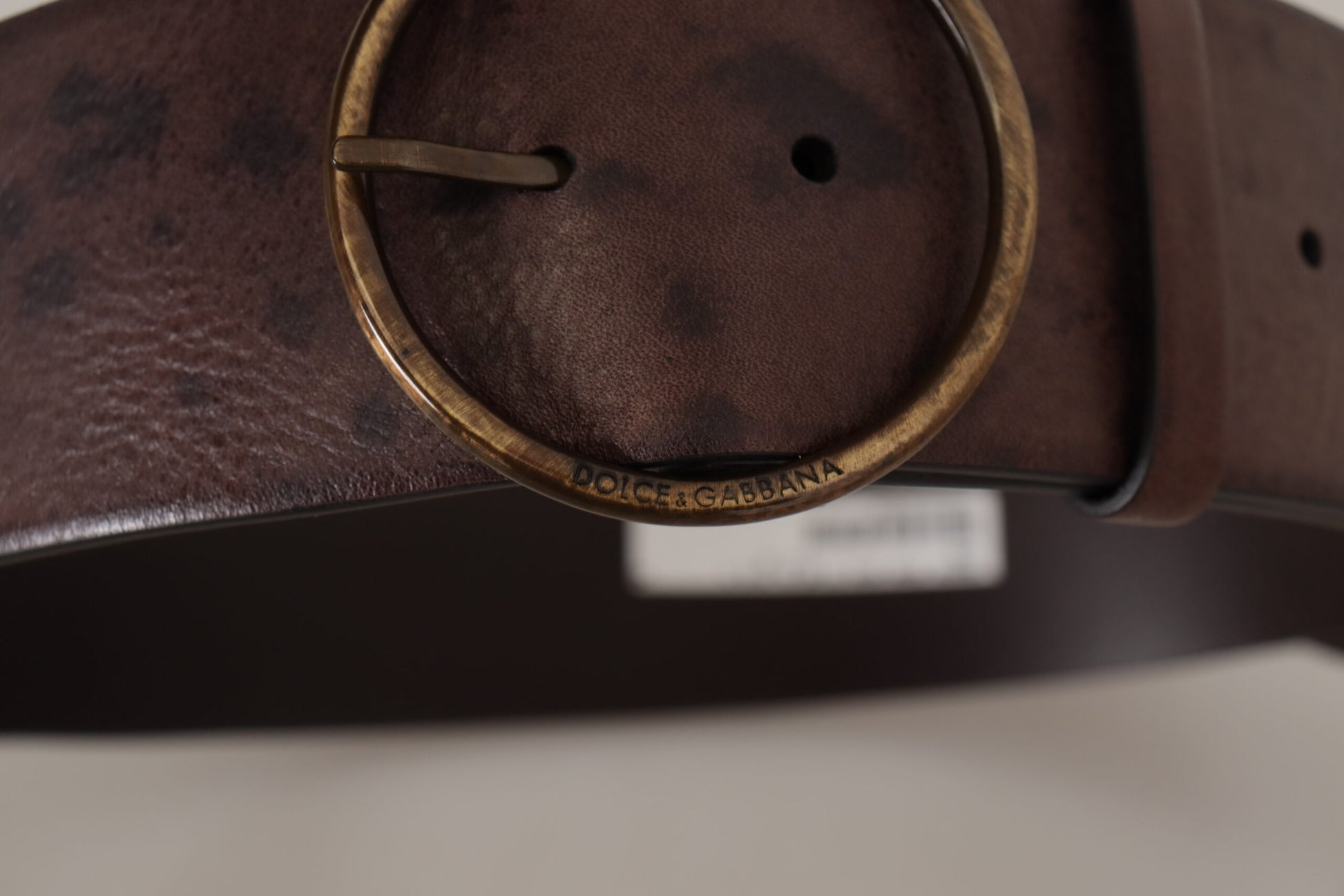 Dolce & Gabbana Dark Brown Wide Logo Round Buckle Belt braun