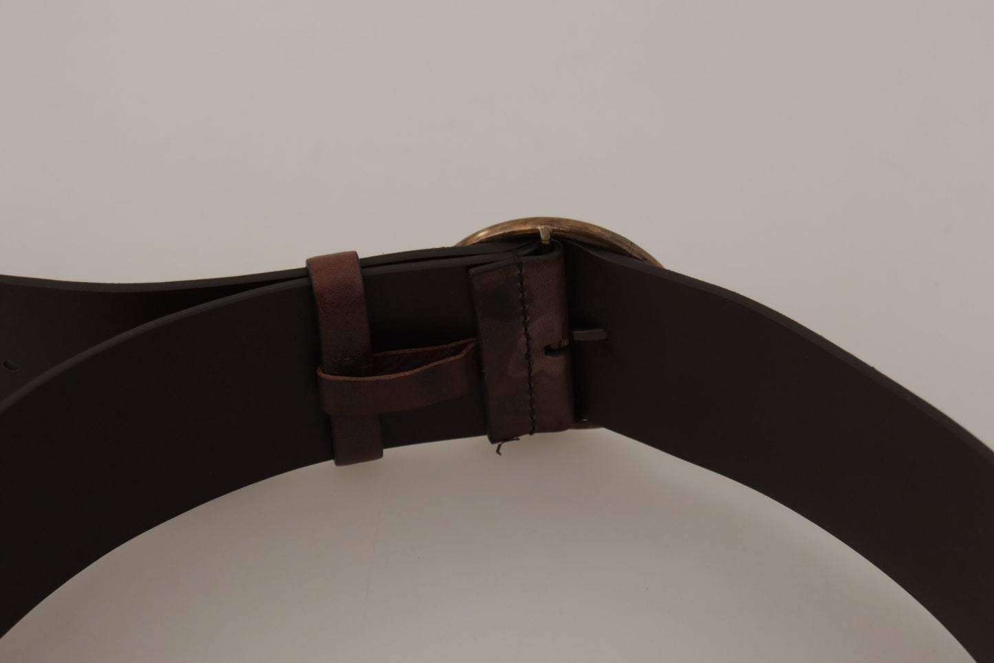 Dolce & Gabbana Dark Brown Wide Logo Round Buckle Belt braun