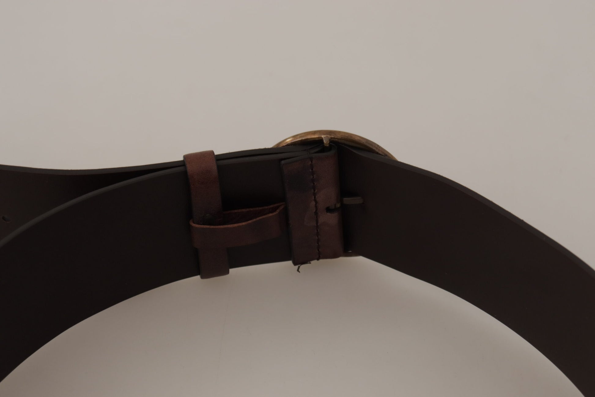 Dolce & Gabbana Dark Brown Wide Logo Round Buckle Belt braun
