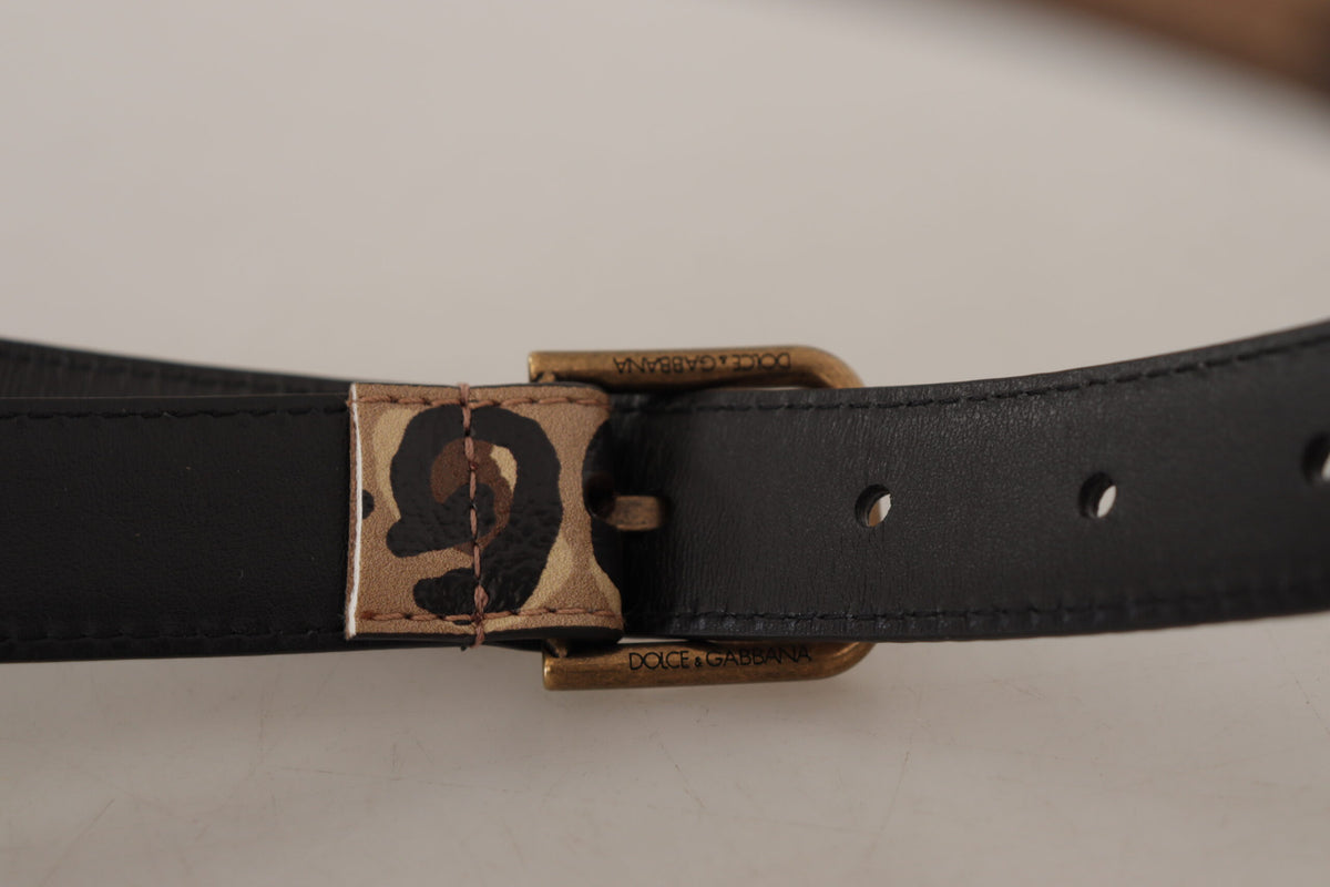 Dolce & Gabbana Brown Leopard Print Vintage Metal Waist Buckle Belt braun
