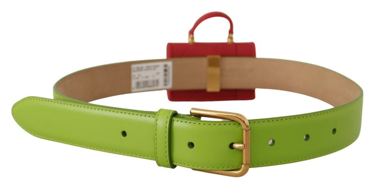 Dolce & Gabbana Green Leather Devotion Heart Micro Bag Headphones Belt grün